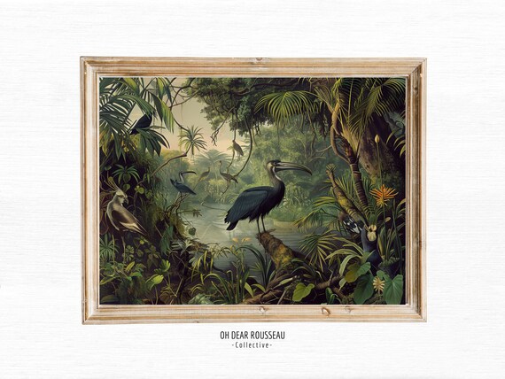 Tropical Decor Jungle Print Botanical Wall Art Nature Poster Ernst Haeckel Landscape Henri Rousseau