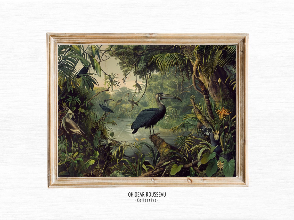 Oh Dear Rousseau Riverside Jungle Hornbill Birds Landscape Poster