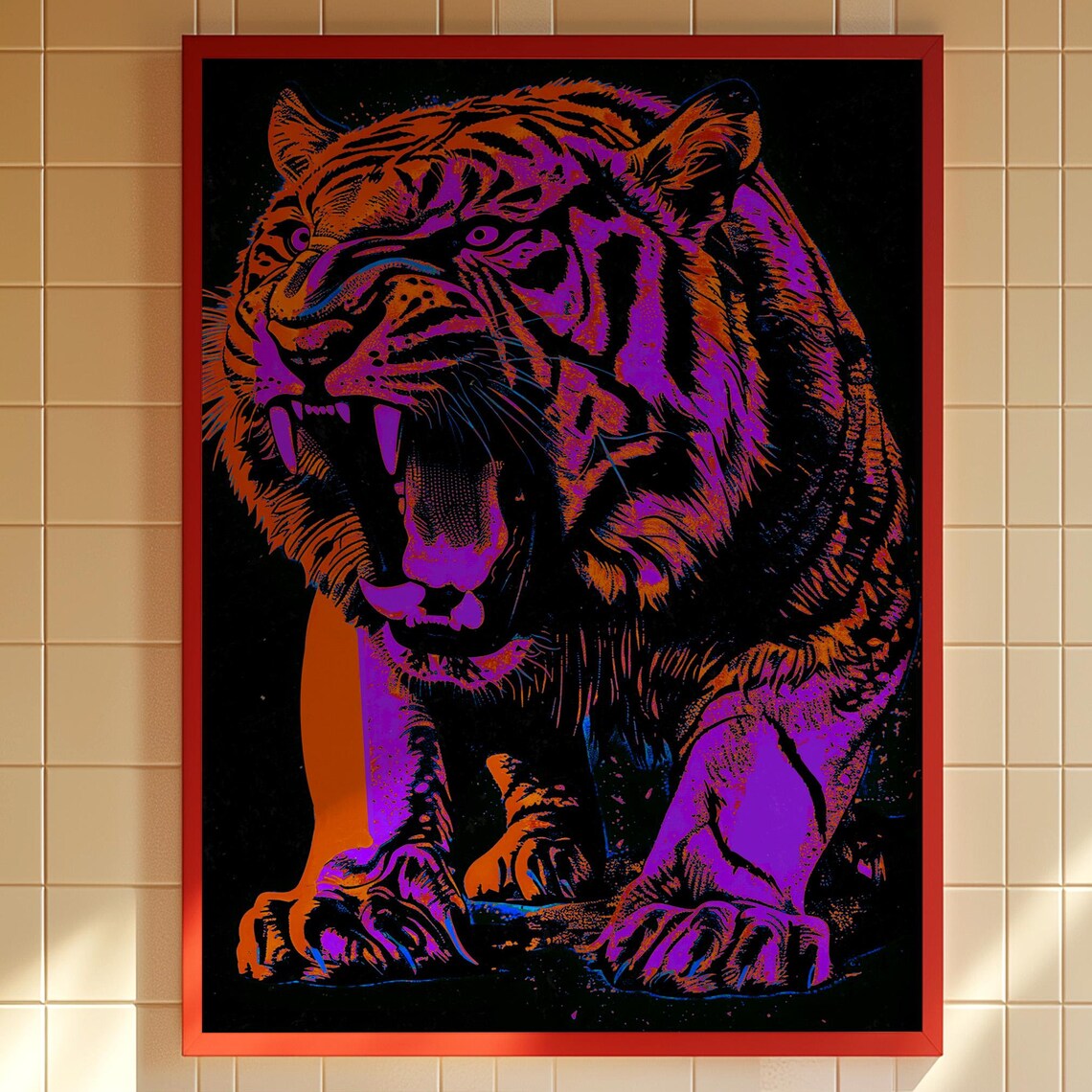 Tiger Art Print Psychedelic Animal Poster Maximalist Decor