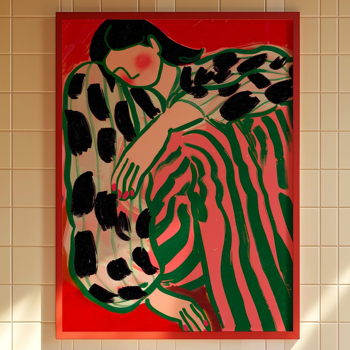 Red Woman Retro Poster Art Print