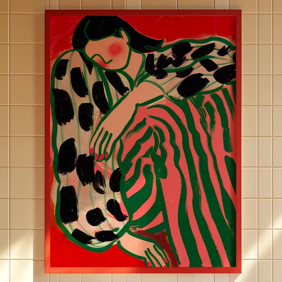 Red Woman Retro Poster Art Print