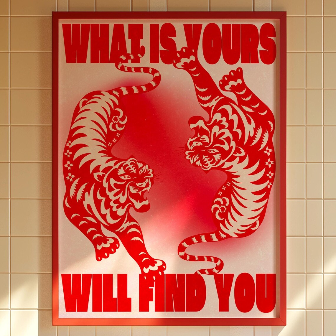 Tiger 70s Affirmation Art, Psychedelic Retro Poster