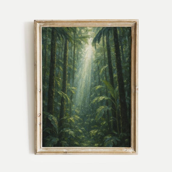 Jungle Canopy Oil Painting Print Vintage Wall Art Home And Office Living Room Bedroom Nursery Decor