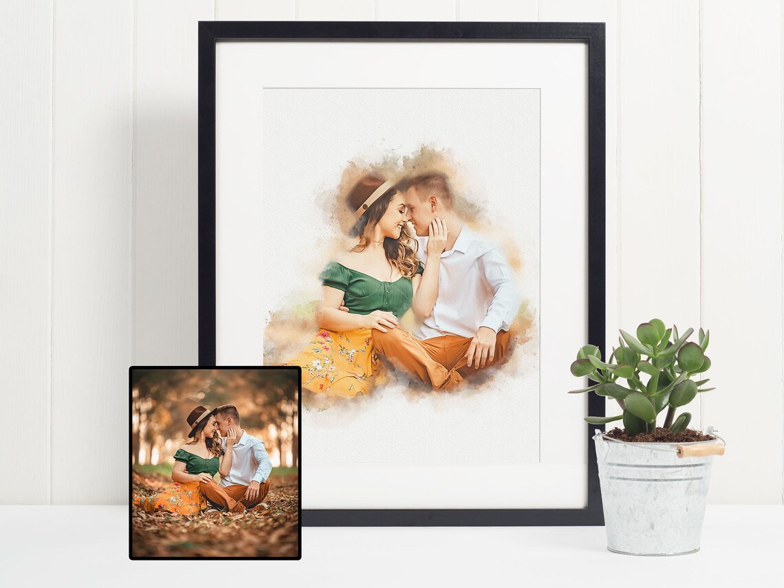 Custom Watercolour Portrait From Your Photo Art Print