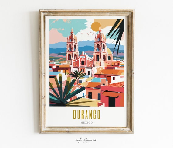 Durango Mexico Retro Destination Art Print