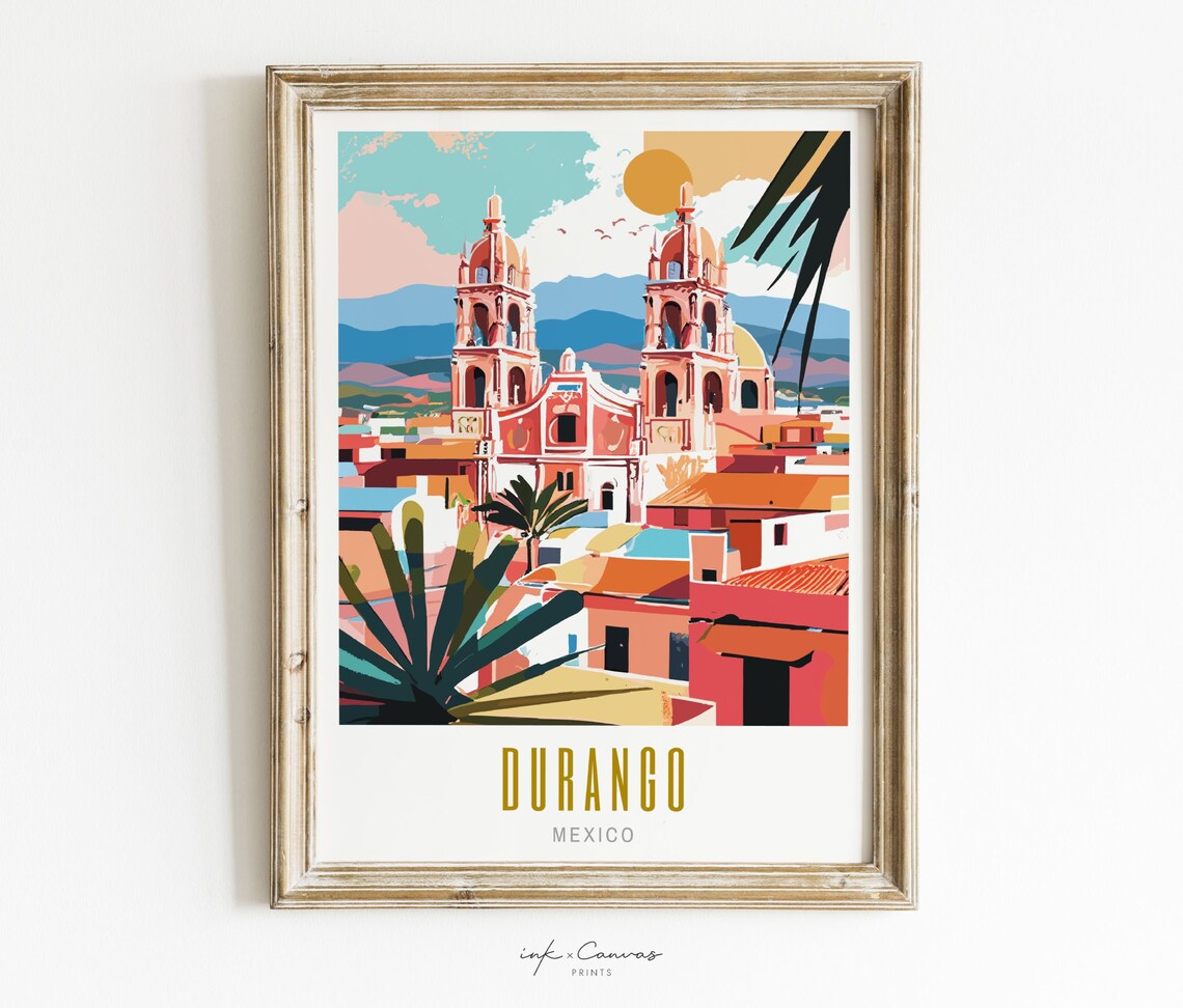 Durango Mexico Retro Destination Art Print