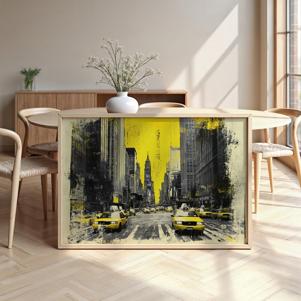 New York City Yellow Taxi Street Pop Art Manhattan Skyscrapers Print