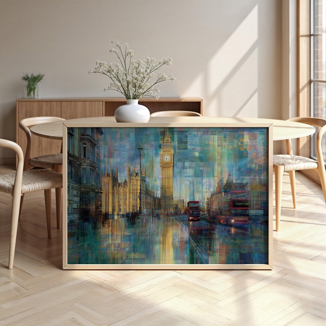 London Big Ben Abstract Colorful Impressionist City Street Wall Art