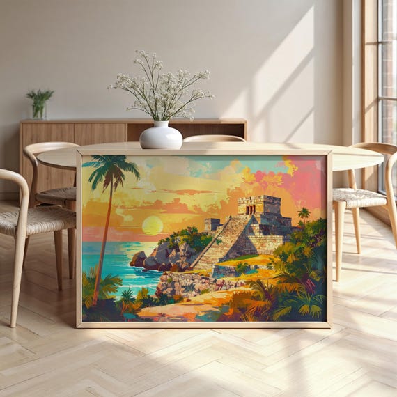 Tulum Watercolour Framed Poster Luxurious Design Ready To Hang Art