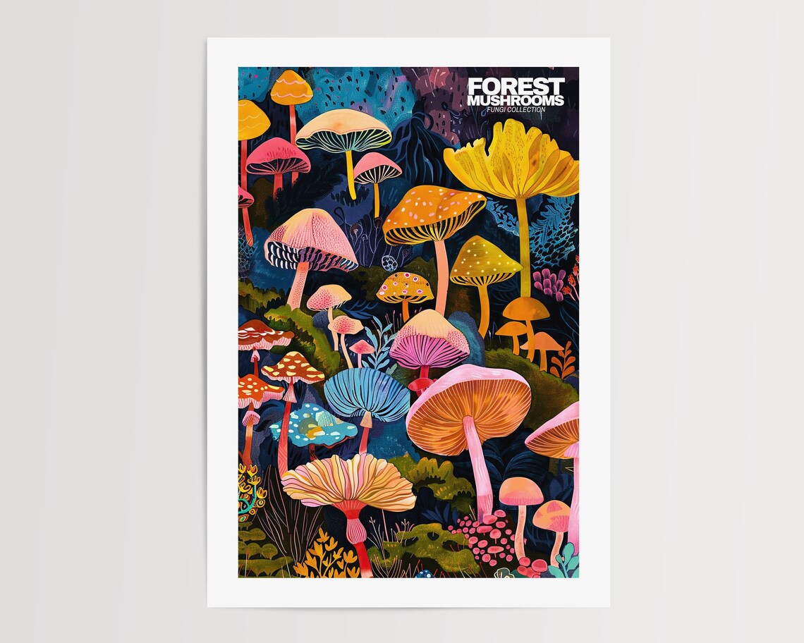 Vintage Mushroom Illustrations, Botanical Poster