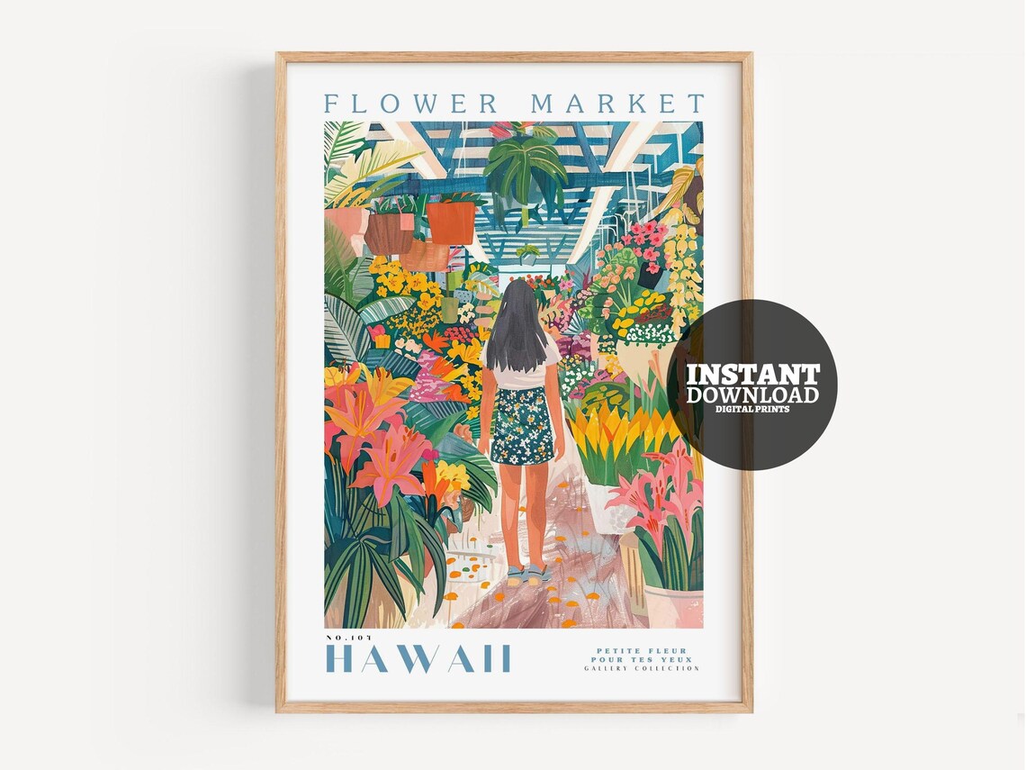 Flower Market Hawaii Botanical Art Print - Image 2