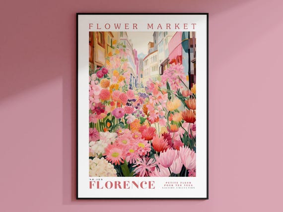 Flower Market Florence, Botanical Travel Art Print