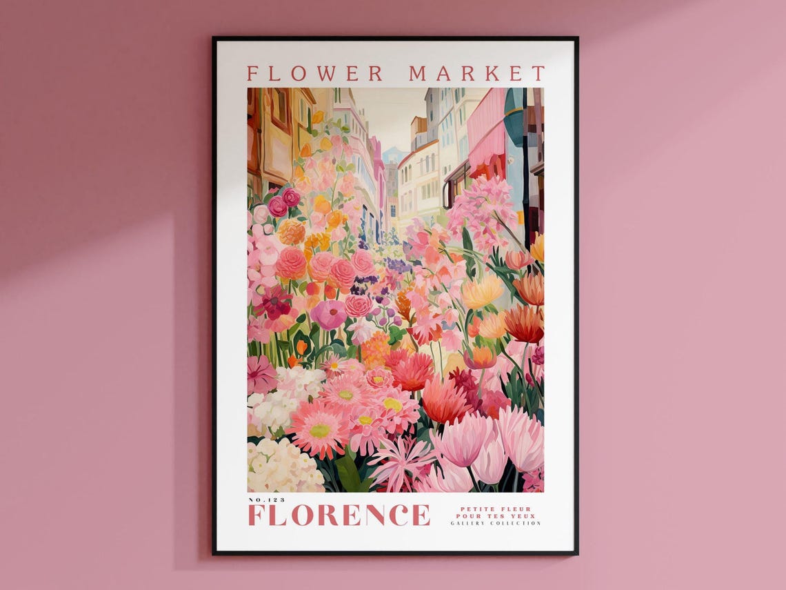 Flower Market Florence, Botanical Travel Art Print