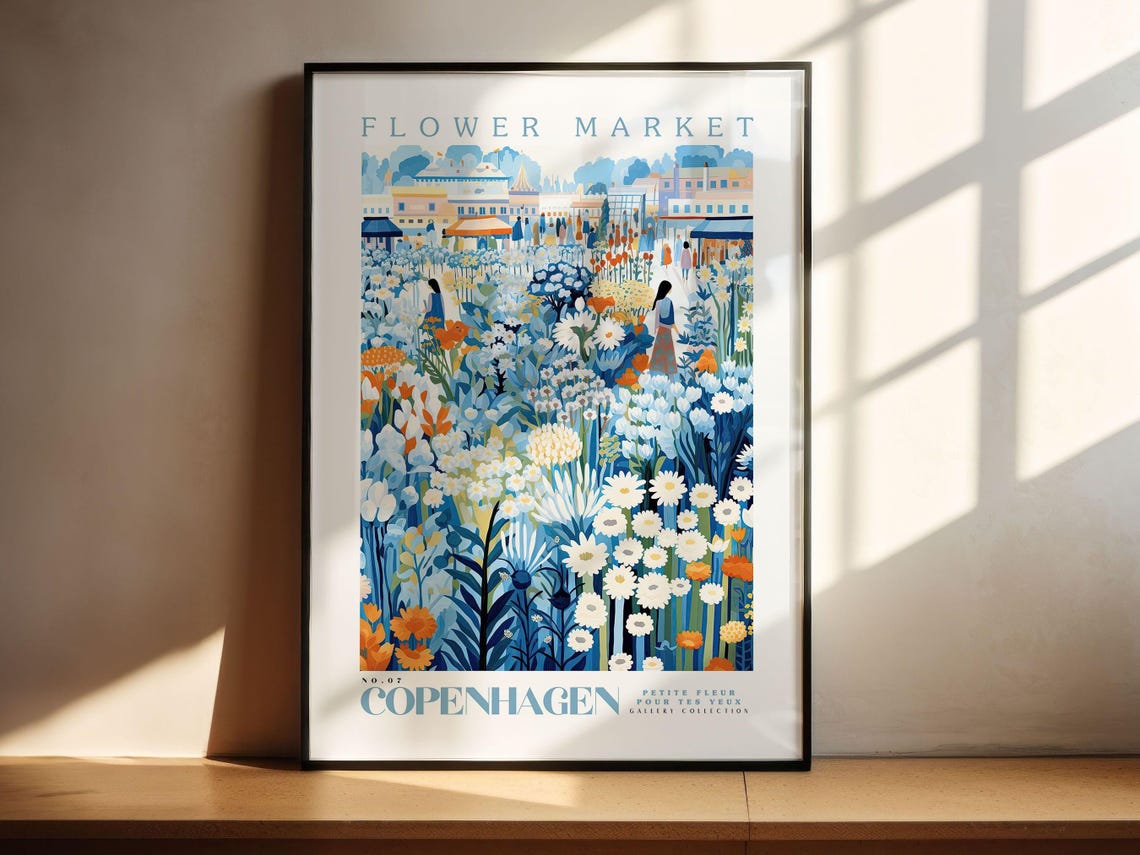 Copenhagen Flower Market Travel Poster, Botanical Art - Image 2