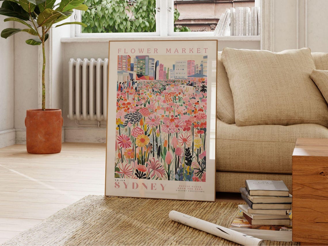 Sydney Flower Market Travel Poster, Botanical Art - Image 2