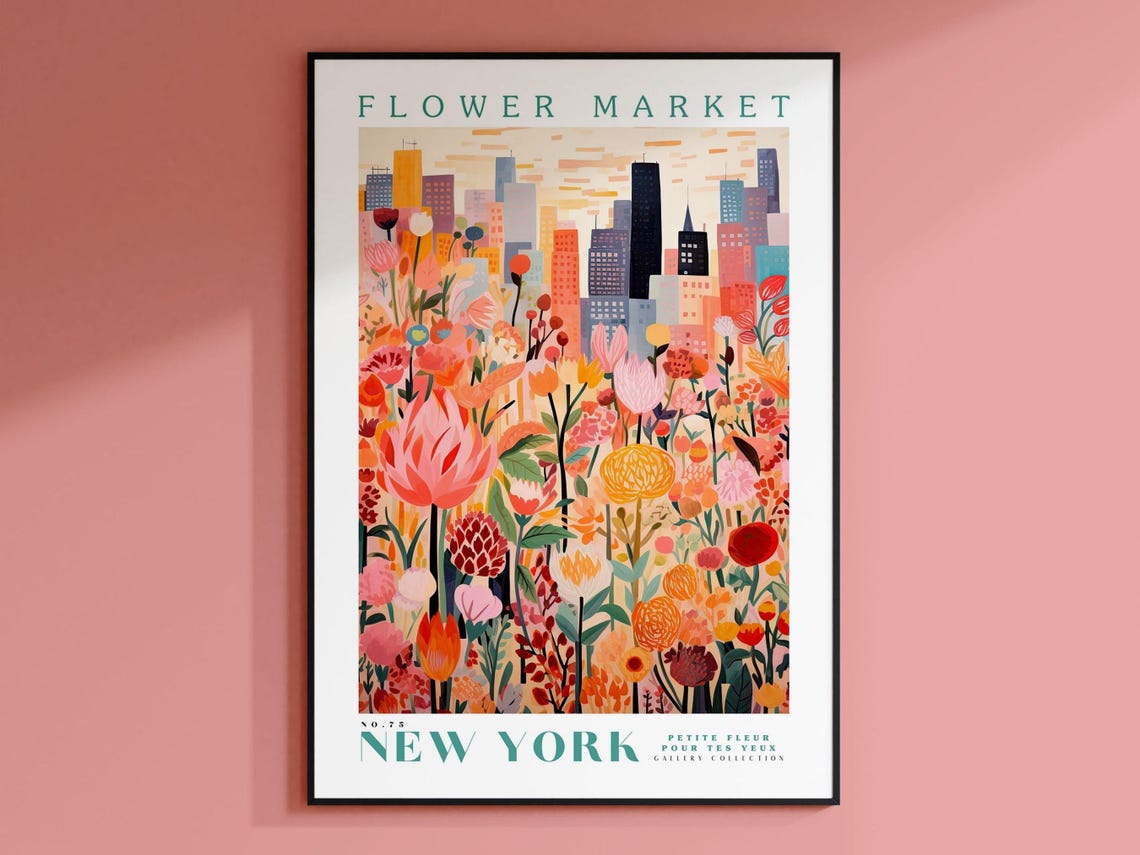 Flower Market New York Travel Poster
