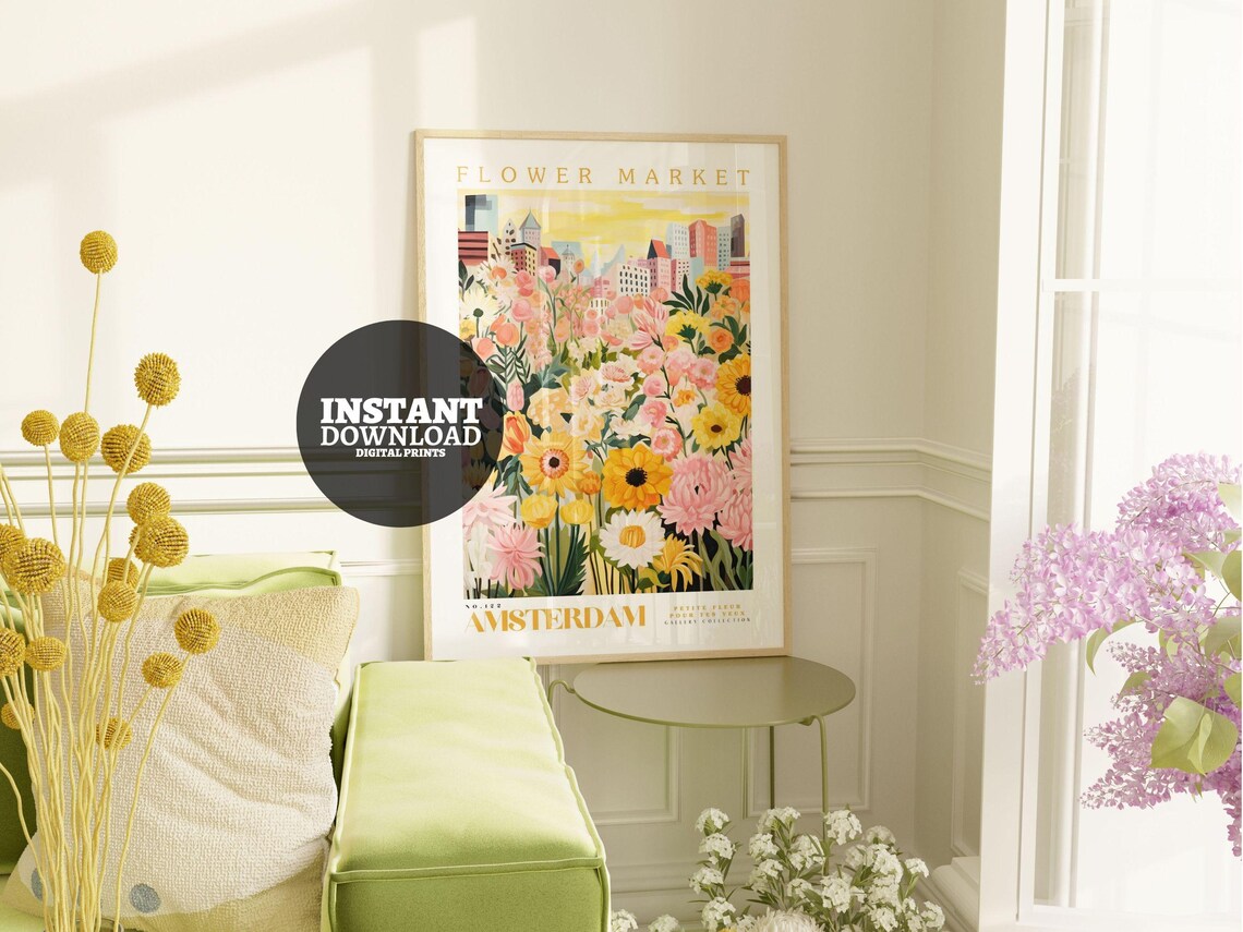 Flower Market Print, Amsterdam Botanical Art Print