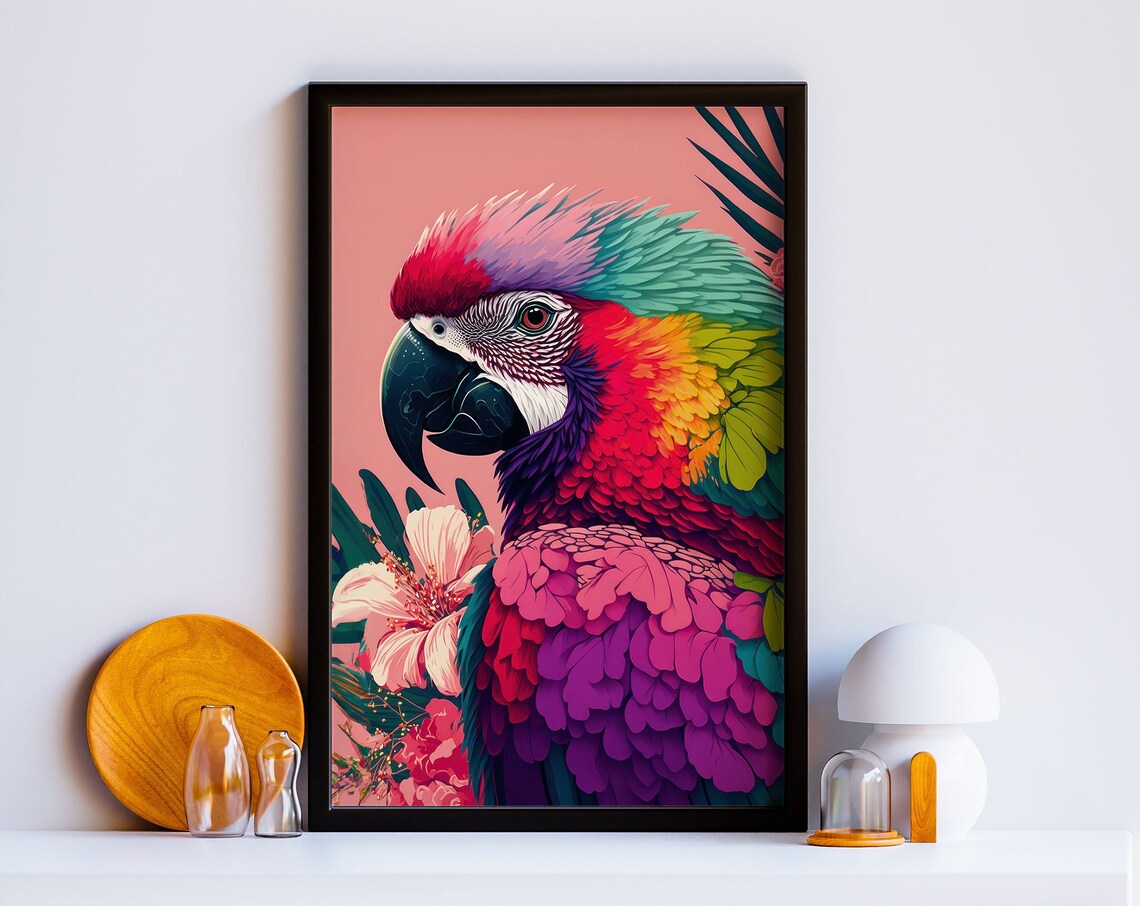Rainbow Macaw Parrot Poster, Tropical Bird Art Print - Image 4