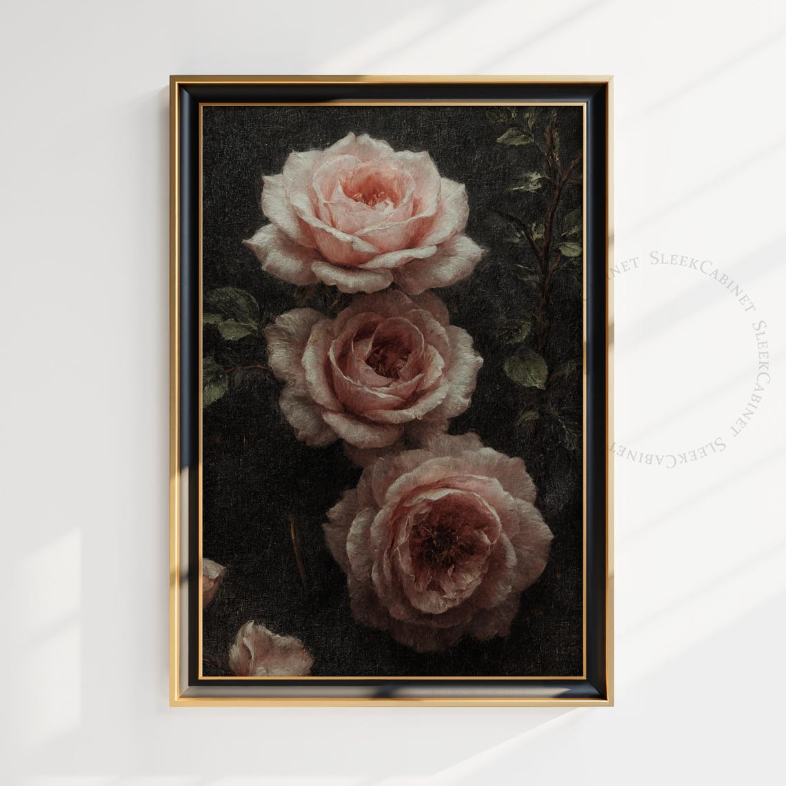 Moody Vintage Flower Print Dark Floral Still Life Oil Painting Dark Academia Wall Art Antique Art Mjbgz2