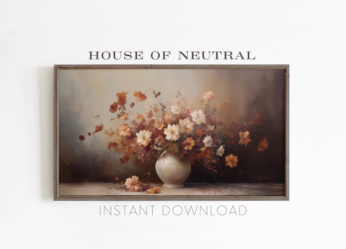 Frame Tv Art Fall Florals Dark Moody Fall Tv Art Rustic Vintage Flowers Cottage Core Autumn Fall Thanksgiving 169 Ratio Tv7