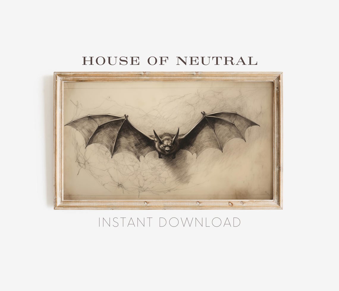 Frame Tv Art Spooky Bat 19th Century Sketch Dark Moody Vintage Art Halloween Frame Tv Art 169 Ratio Tv38 - Image 4