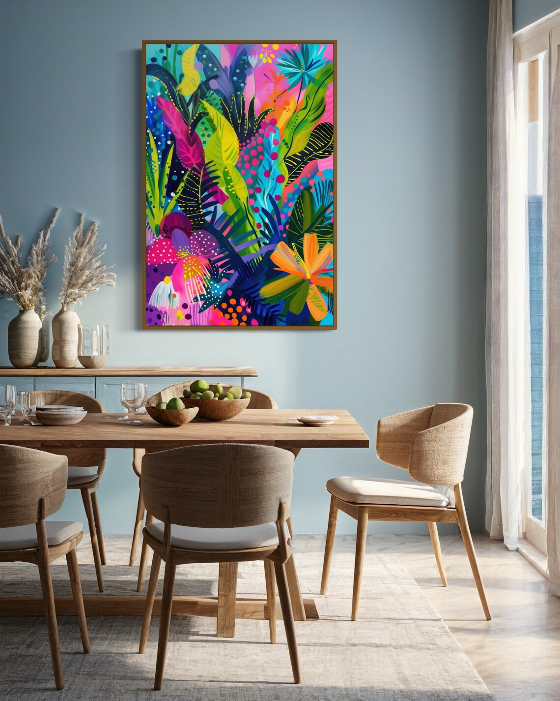 Maximalist Tropical Palm Leaf Art Print, Flowering Garden - Image 2