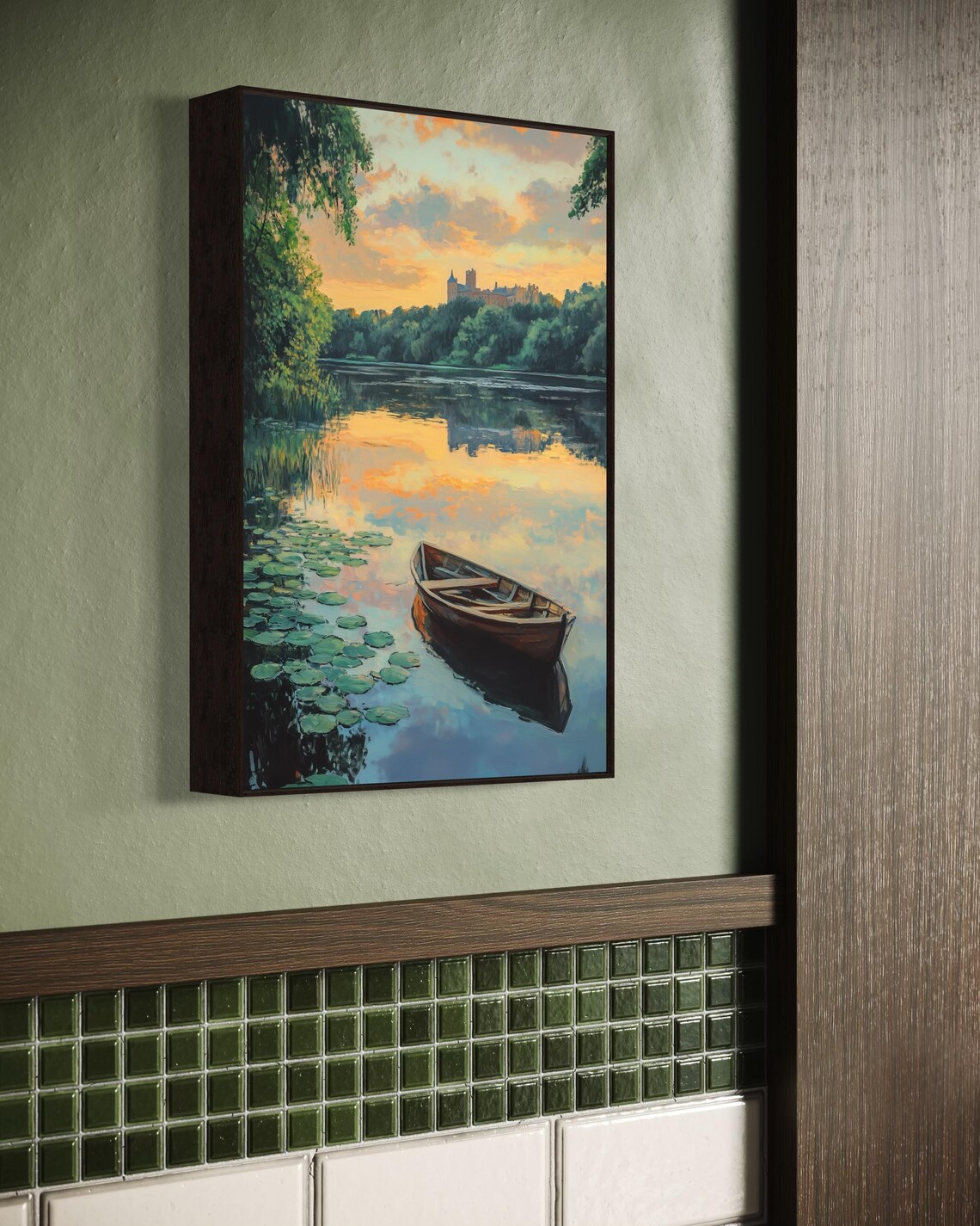 Sunset Boat Lakeside Art Print, Cottagecore Decor - Image 5