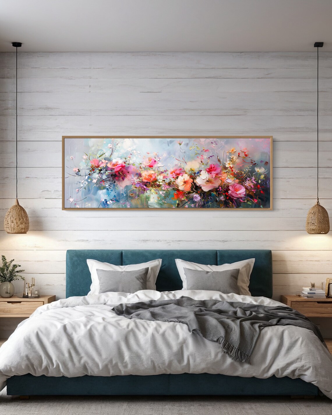 Pastel Peony Panorama, Whimsical Floral Art Print - Image 2