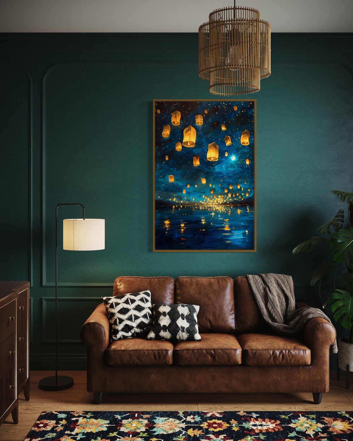 Magical Night Lantern Festival, Fantasy Art Print - Image 4