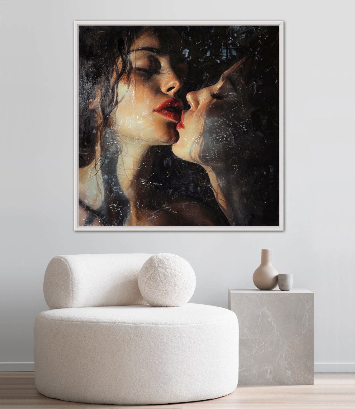 Romantic Kiss Dark Moody Passionate Dramatic Intimate Wall Art - Image 4