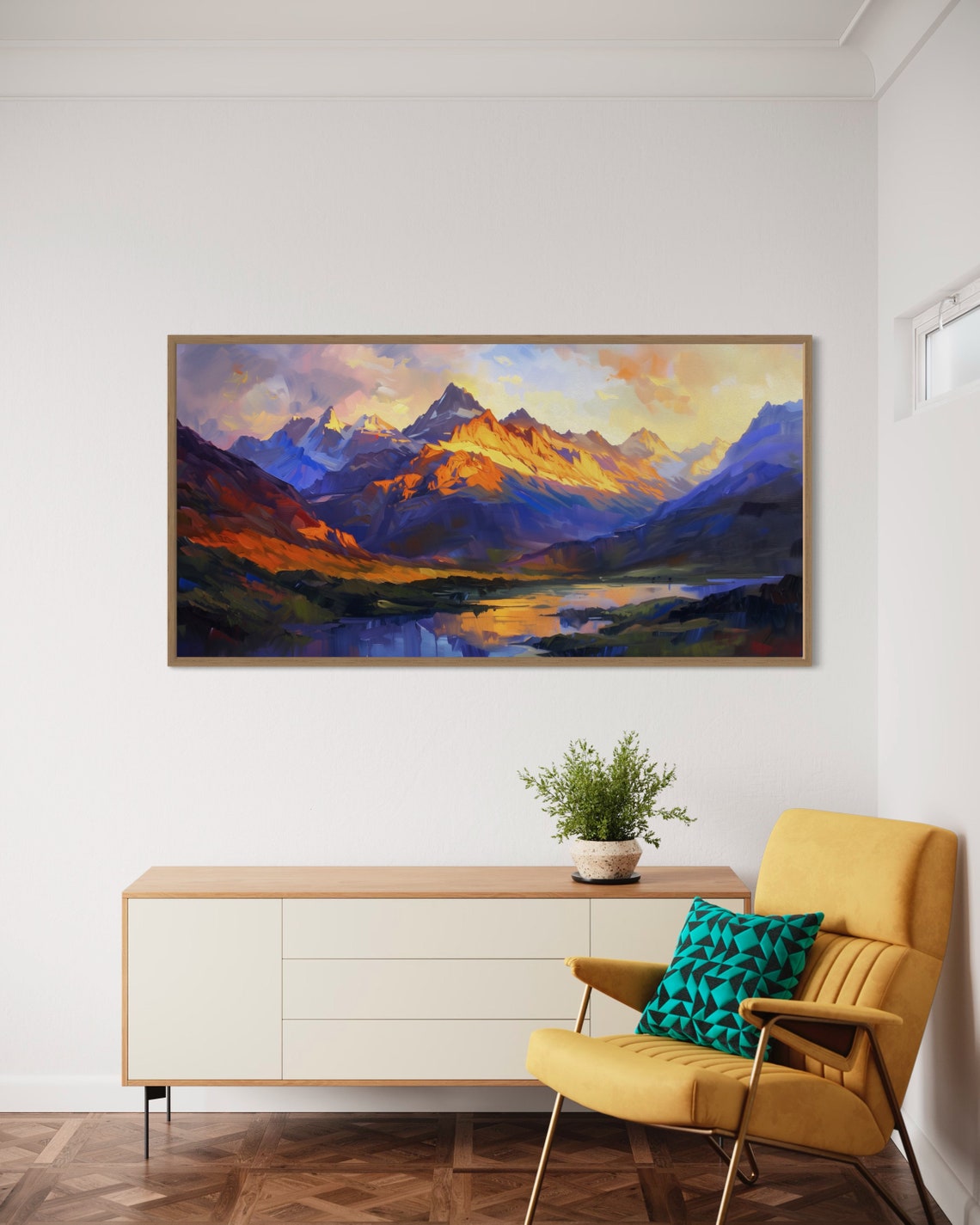 Alpine Mountains Golden Sunset Peaks Lake Reflection Travel Poster - Image 5