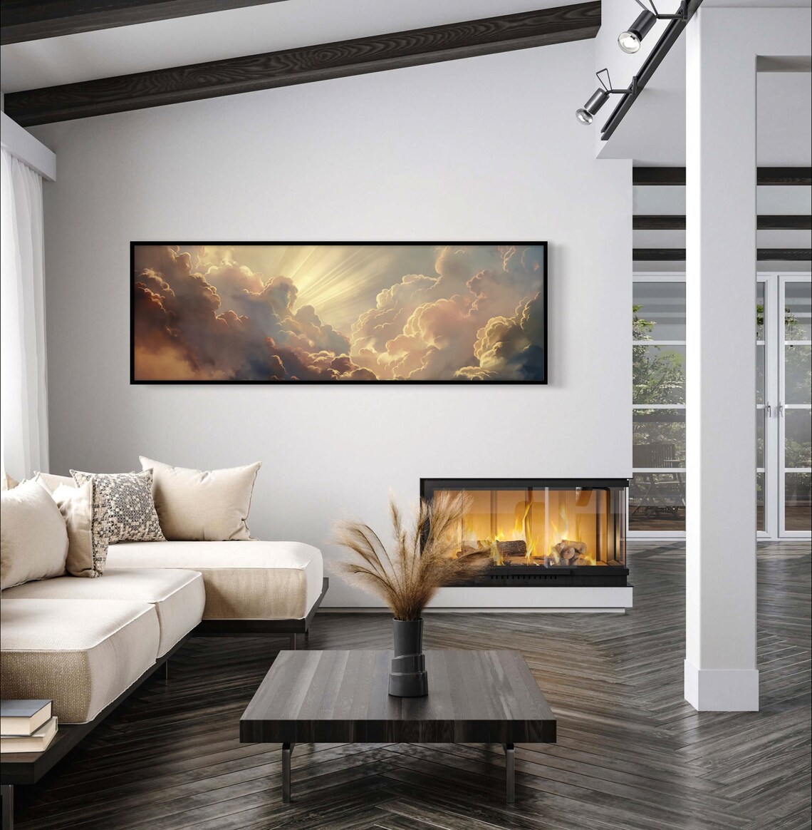 Cloud Painting Art Print, Narrow Modern Sky Decor - Image 4