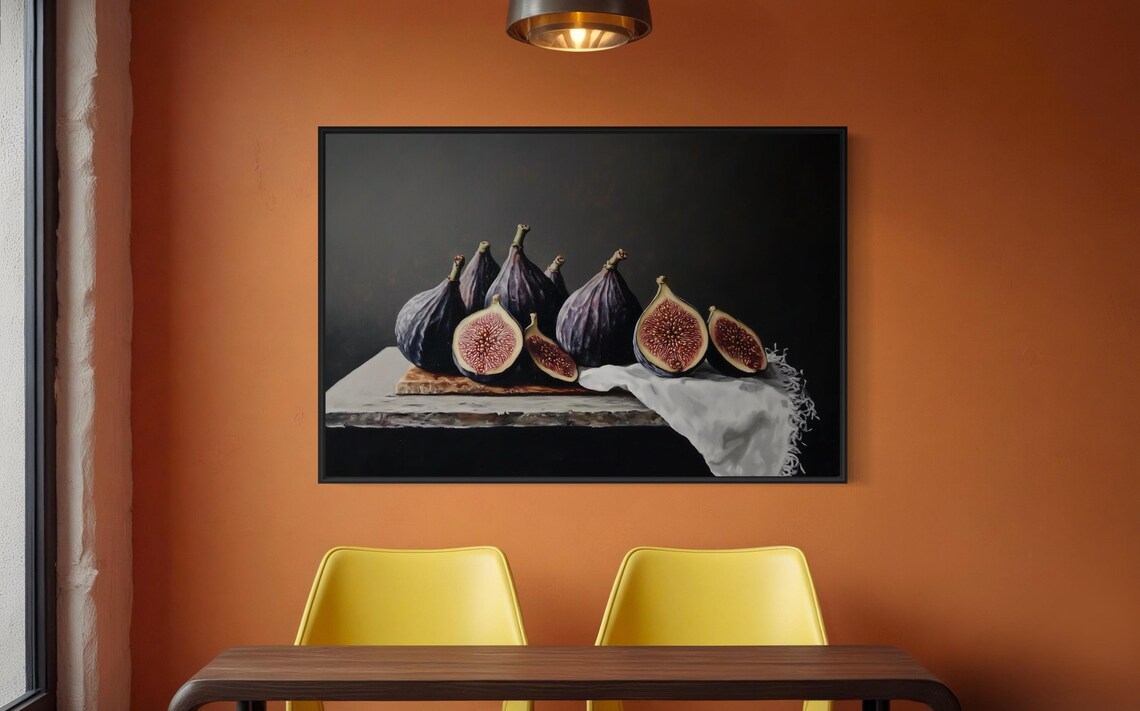 Still Life Fig Rustic Kitchen Wall Art Print - Image 2