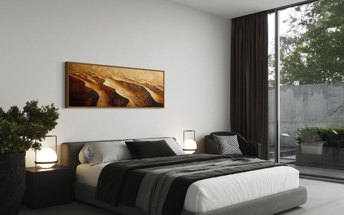 Golden Desert Sand Dunes Sunset Textured Panoramic Travel Poster - Image 4