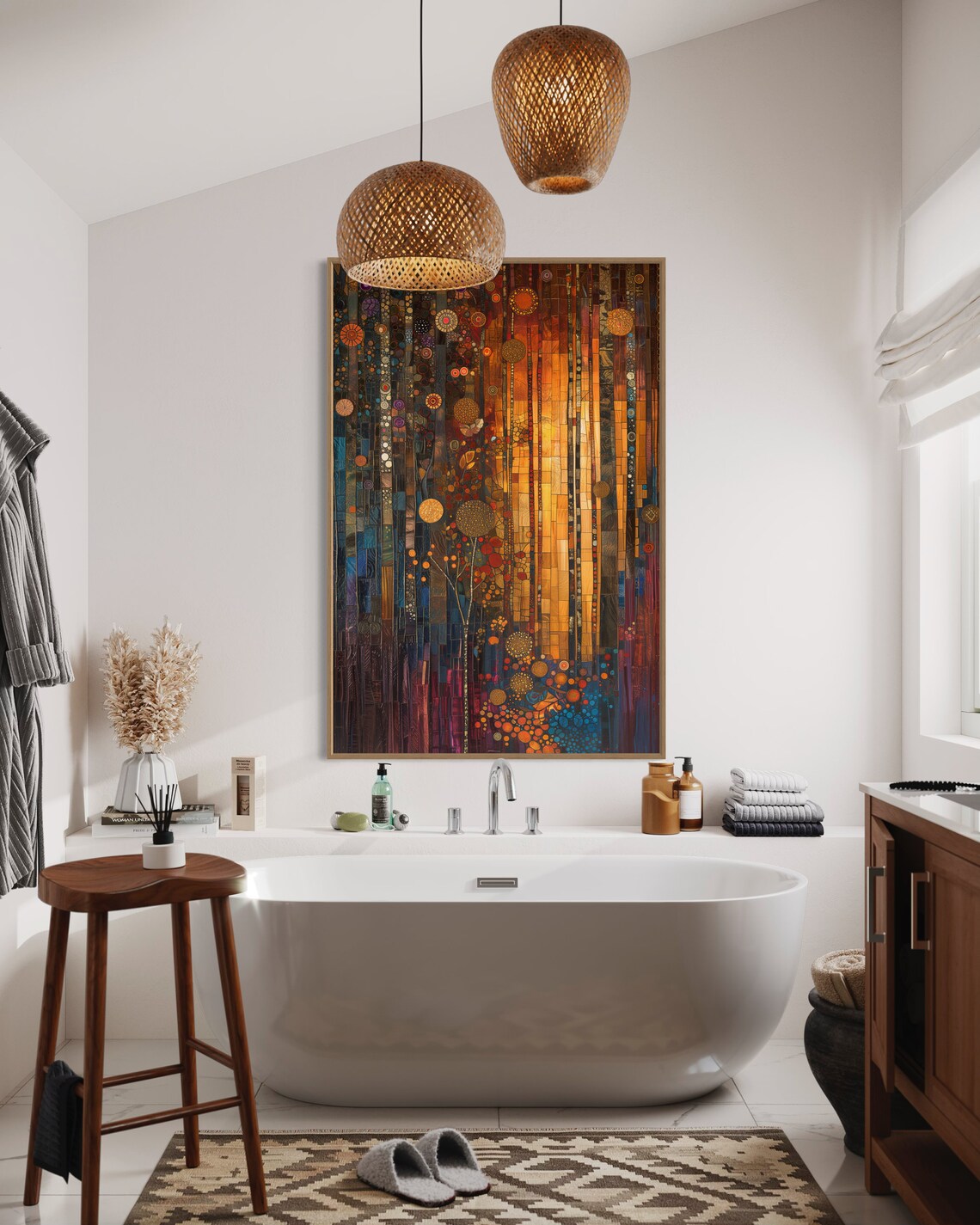 Klimt-Inspired Abstract Forest Wall Art Print - Image 3
