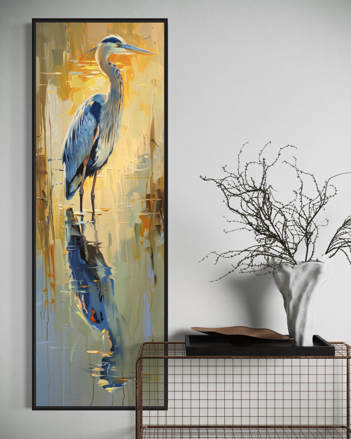 Blue Heron Abstract Bird Art Print, Swamp Scene - Image 5