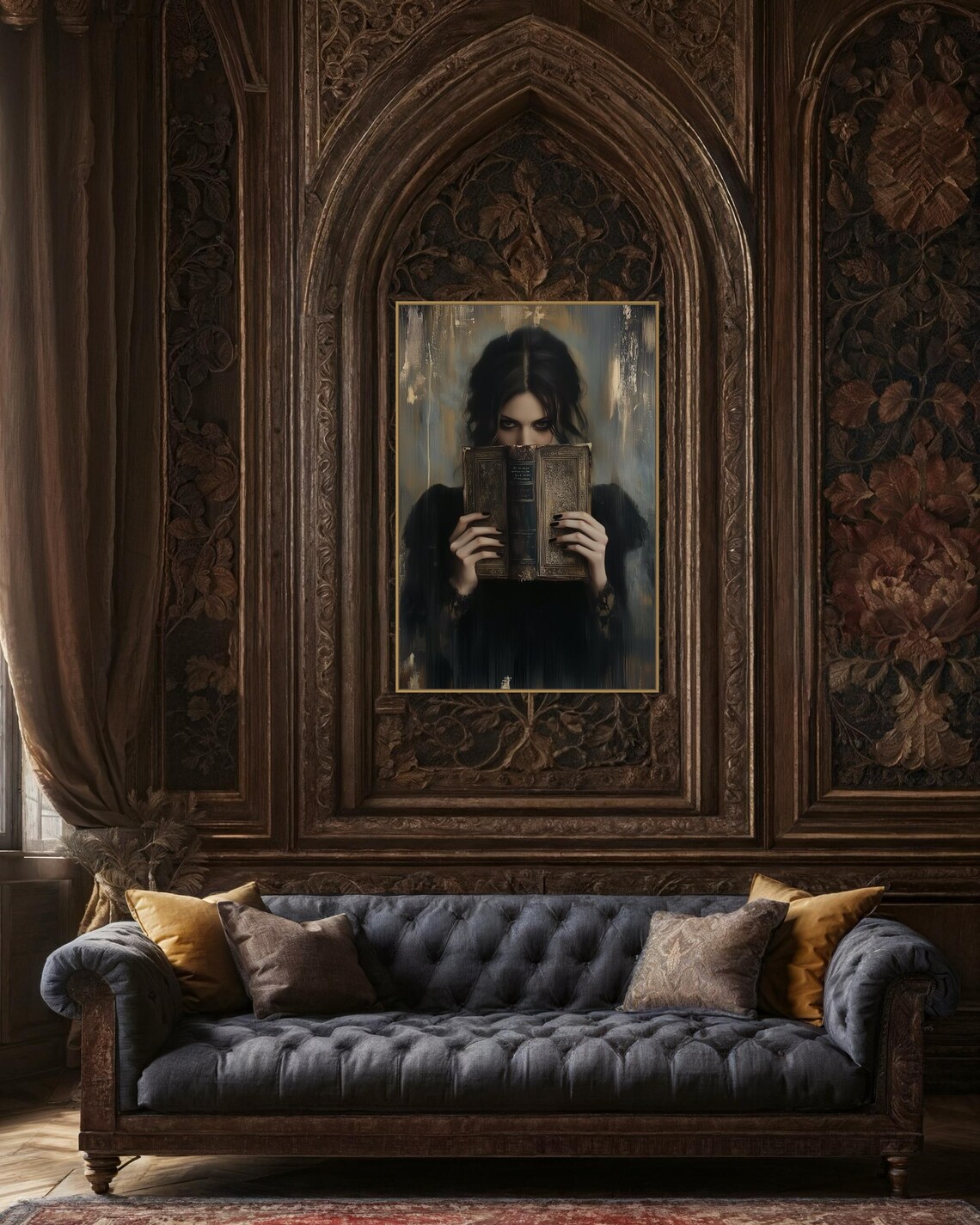 Mysterious Woman With Book, Gothic Portrait Art Print - Image 4