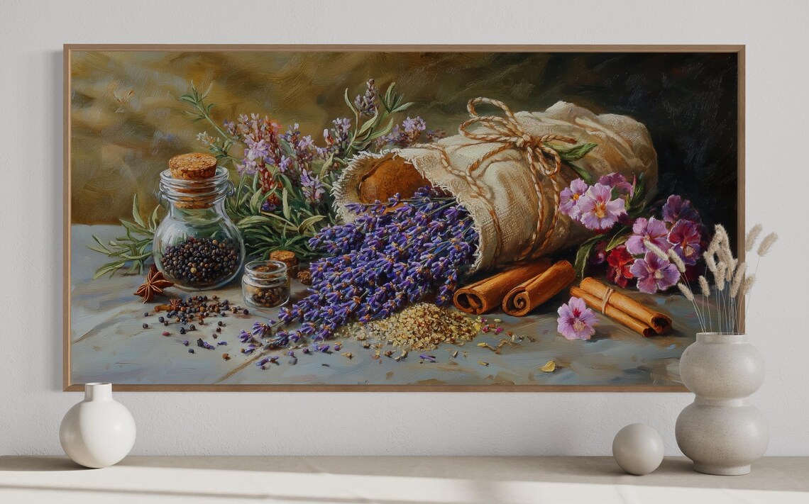 Lavender Kitchen Art Print, Rustic Herb Still Life - Image 2