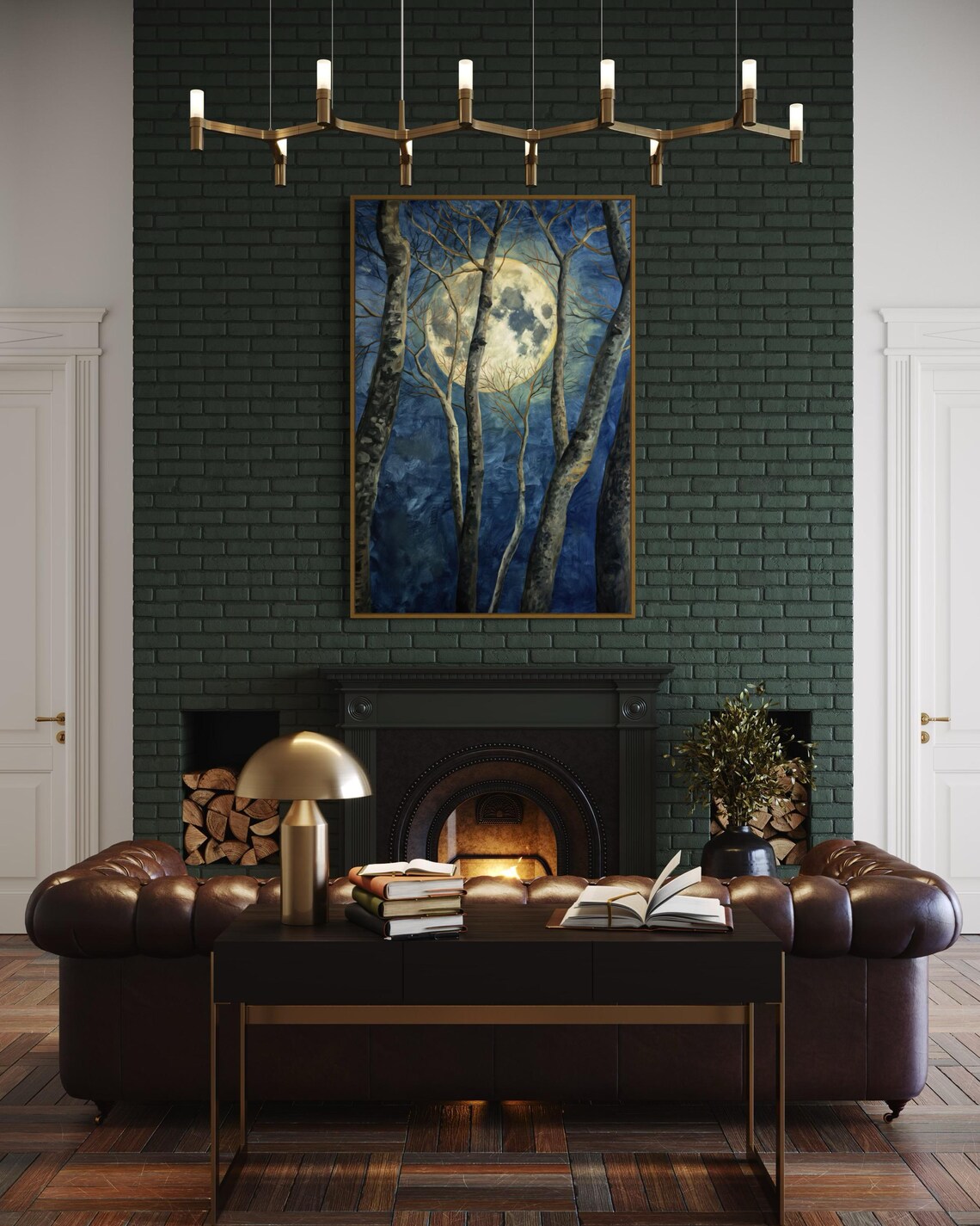 Full Moon in Dark Forest, Gothic Moonlight Art Print - Image 3