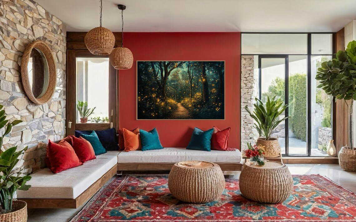 Twilight Forest Wall Art Enchanted Forest Path Print Glowing Fireflies Mystical Art For Living Room Or Above Bed Decor - Image 4