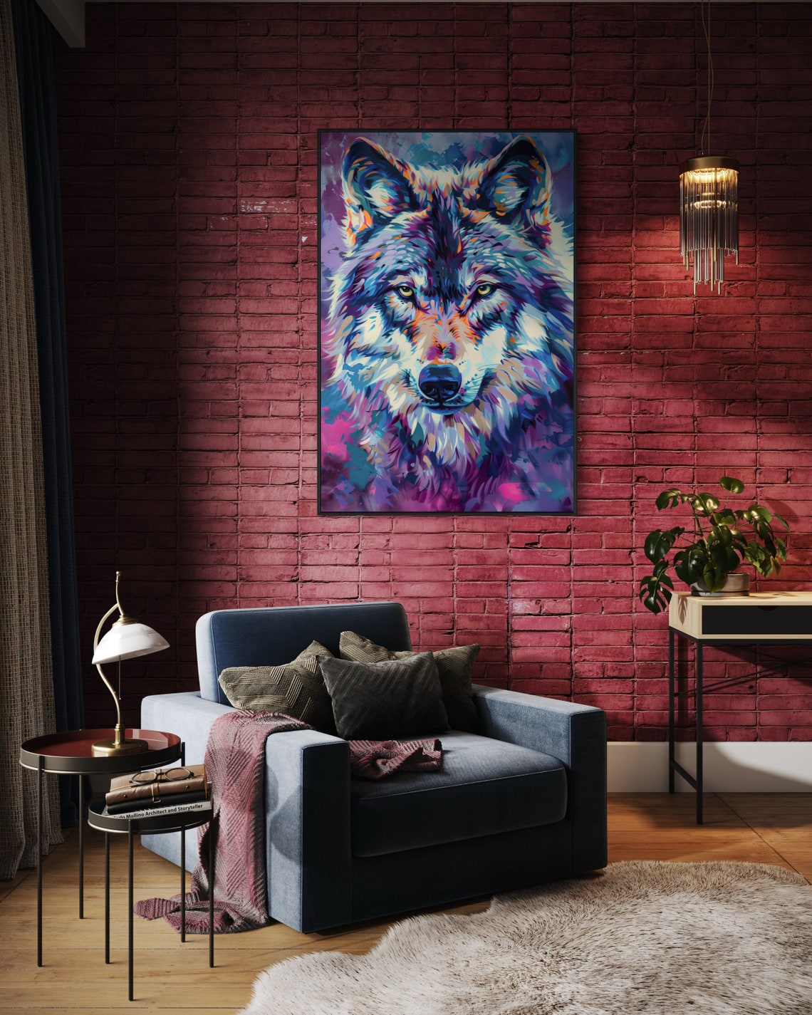 Colorful Blue Wolf Portrait Vibrant Pop Art Wildlife Animal Poster - Image 5