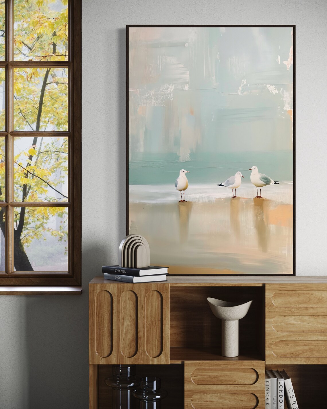 Abstract Seagull Shoreline, Modern Coastal Art Print - Image 3