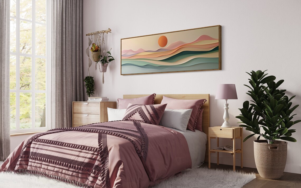 Abstract Sunset Panorama, Colorful Boho Art Print - Image 4