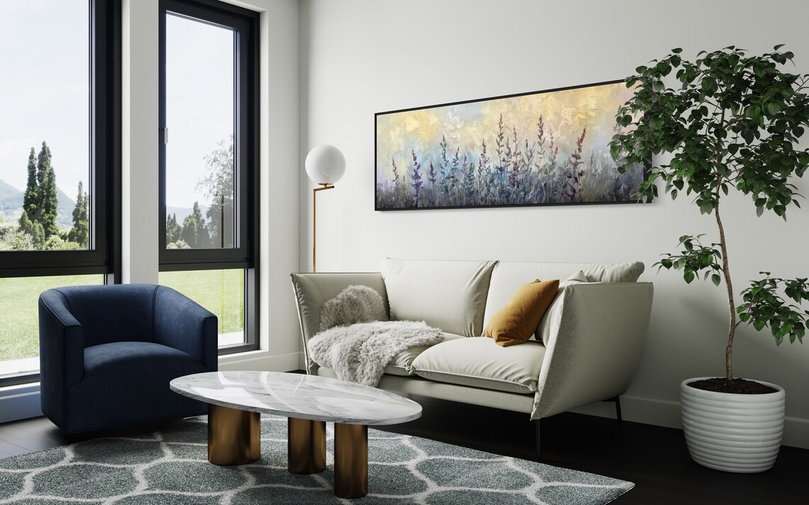 Lavender Breeze Panoramic Art Print, Neutral Meadow - Image 5