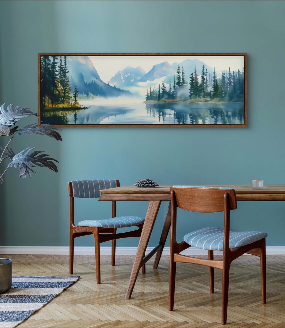 Misty Mountain Lake Panoramic Nature Print - Image 5