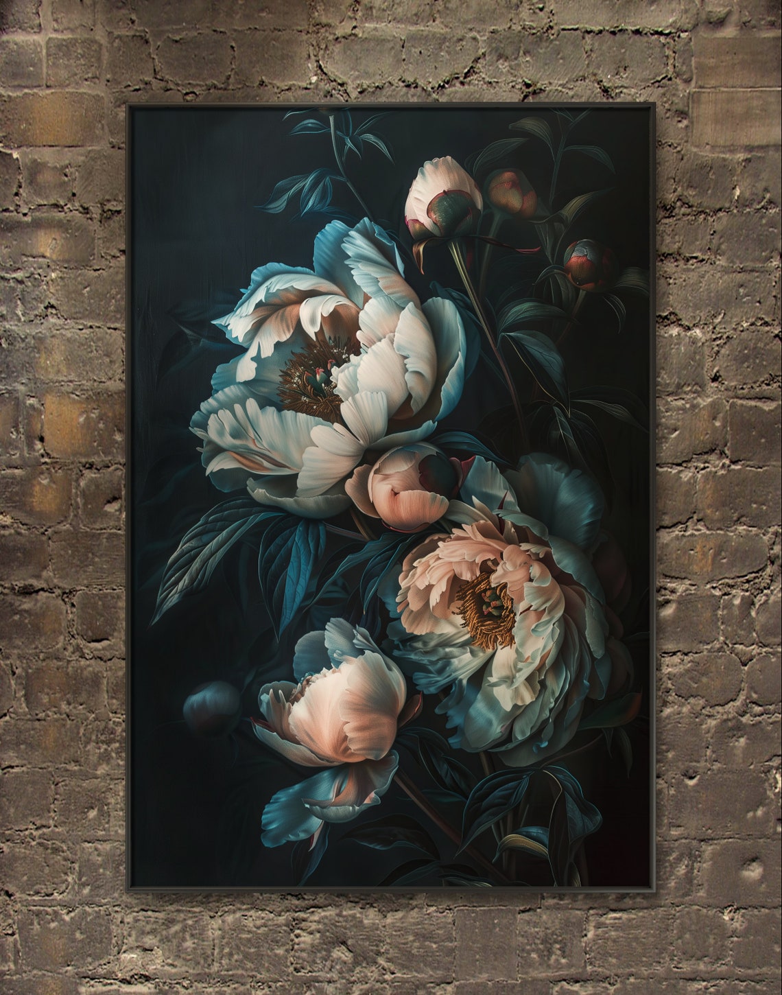 Peony Elegance Baroque Moody Floral Still Life Gothic Art Poster - Image 3