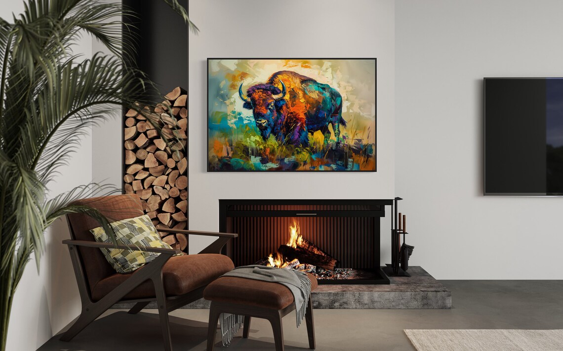 Expressive Bison Buffalo Art Print, Colorful Wildlife - Image 2