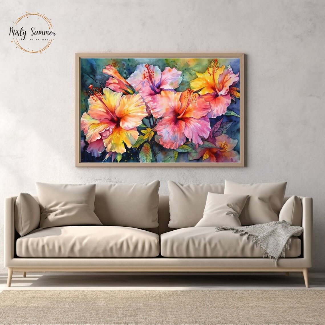 Hibiscus Flowers Impressionist Art Print, Tropical - Image 2