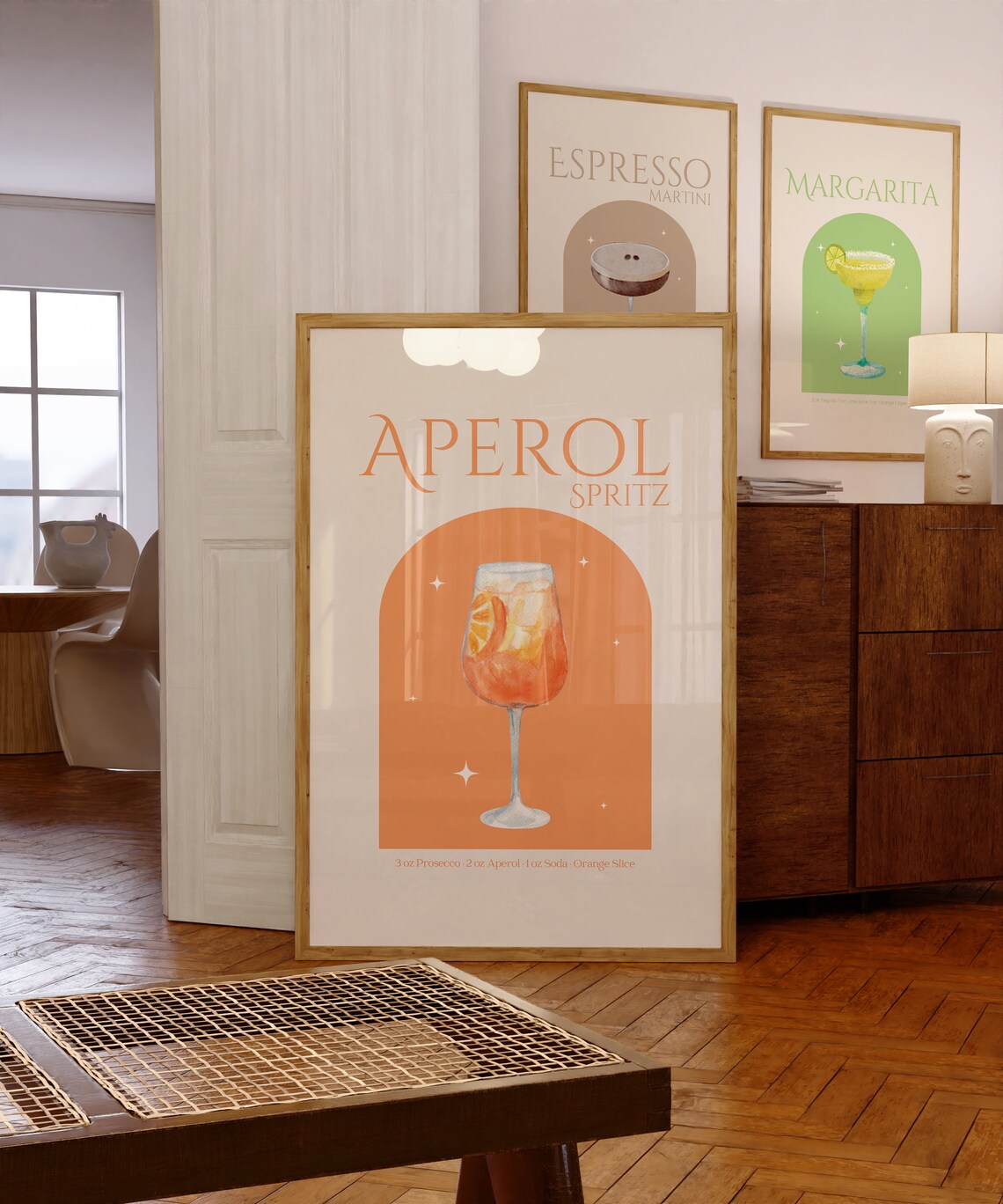 Aperol Spritz Cocktail Print, Trendy Kitchen Wall Art - Image 3