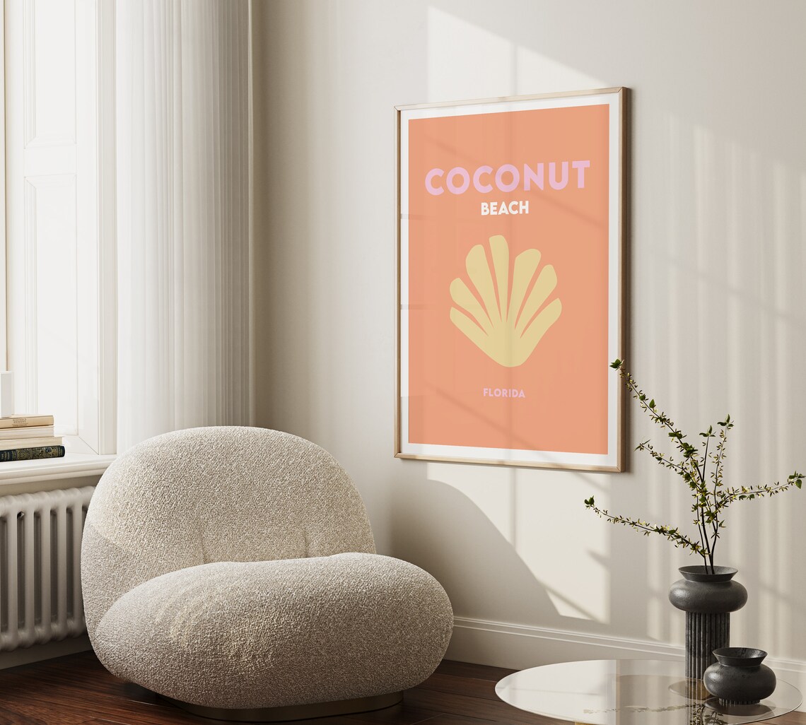 Coconut Beach Minimalist Florida Travel Poster - Image 2